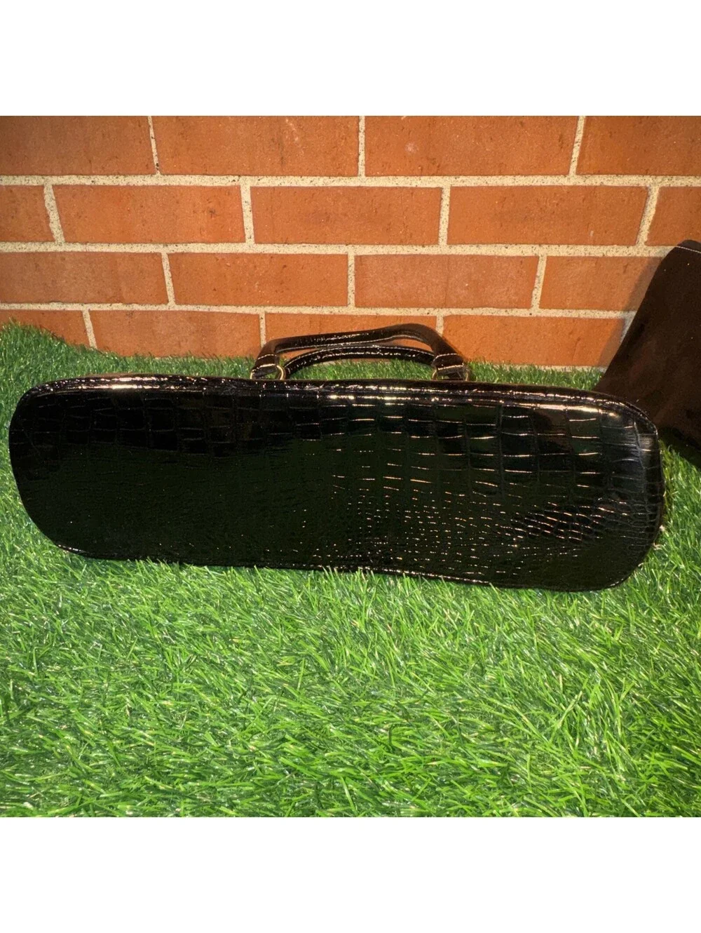 Luxi Moda Case 3 Piece Purse Make Up And Brush Bags With Mirror Faux Alligator